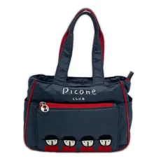 中古 ピッコーネクラブ PICONE CLUB カートバッグ ネイビー×レッド ラウンドバック 刺しゅうロゴ