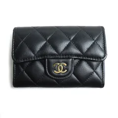 CHANEL シャネル マトラッセ ラムスキン クラシック カードケース ブラック AP0214 Y01295 C3906 レディース 中古