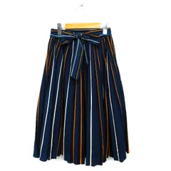 エニィスィス エニシス anySiS スカート プリーツ フレア ロング リボン ストライプ ゆったり 1 紺 ネイビー /NT21