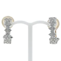 Pt900 K18PG コンビ ピアス イヤリング ダイヤモンド 0.56ct/0.56ct 2WAY ライン ハーフフープ【新品仕上済】【zz】【中古】