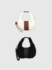 HUNTER ハンター バッグ トート バッグ ブークレ ミニ クロスボディ ブークレバッグ エンボス加工 Hunterロゴ ブラック ホワイト UBX5523PRC Boucle Mini Crossbody