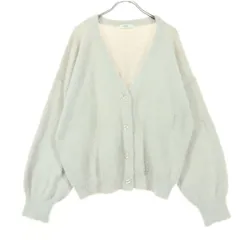 美品 earth music&ecology アースミュージックアンドエコロジー 長袖 モヘア カーディガン Free グレー レディース 古着