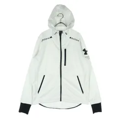 UNDER ARMOUR アンダーアーマー 裏起毛 ロゴプリント 長袖 ジップパーカー M ホワイト メンズ 古着