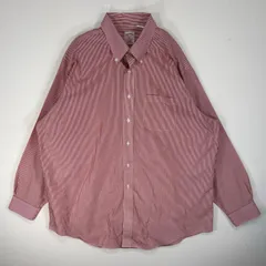 古着 ブルックスブラザーズ Brooks Brothers 長袖シャツ 胸ポケ 346 ボタンダウン XL  レッド系 ストライプ メンズ