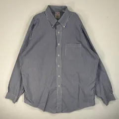 古着 ブルックスブラザーズ Brooks Brothers 長袖シャツ 胸ポケ TRADITIONAL ボタンダウン L  ネイビー系 ストライプ メンズ