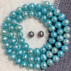 淡水ぱ 見て！うっとりするような青色！つるりときれいめな 1連 39cm 