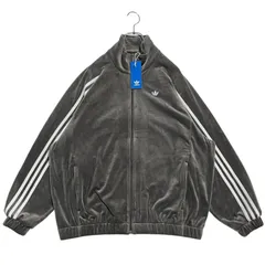 5864_1 未使用 adidas アディダス ベルベット オーバーサイズ トラックトップ Charcoal チャコール IT9403 S
