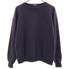 RALPH LAUREN ラルフローレン 長袖 クルーネック トレーナー L ネイビー スウェット レディース 古着