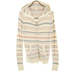 gelato pique ジェラートピケ 細ボーダー 長袖 スムーズィー ジップパーカー F ホワイト系 ルームウェア ジェラピケ レディース 古着