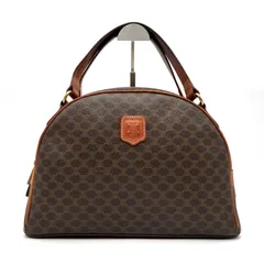 正規品 CELINE セリーヌ ハンドバッグ マカダム ドーム型 トリオンフ レディース ブラウン レザー PVC ロゴ型押し 自立