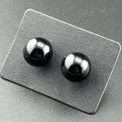 【新品】【ネコポス】アクセサリー ピアス ブラック カラー 大きめ ワンポイント 球 レディース◆