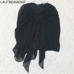 ロートレアモン　ブラウス　アシンメトリー　バックリボン　フロントギャザー　シフォン　エレガント　上品　パーティー　ブラック　サイズ2  Mサイズ相当