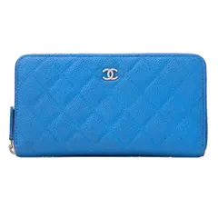 CHANEL シャネル マトラッセ ラウンド長財布 キャビアスキン ブルー（シルバ－金具）レディースウォレット 財布   【中古】【送料無料】のサムネイル