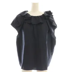 トゥモローランドコレクション TOMORROWLAND collection ドッピオタイプライター フリルカラーブラウス フレンチスリーブ 36 ネイビー /HK ■OS