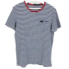 POLO RALPH LAUREN ポロ・ラルフローレン カットソー ボーダー柄 半袖Ｔシャツ コットン ブルー × ホワイト XL相当【中古】メンズ