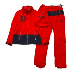 中古 レディース パーリーゲイツ PEARLY GATES レインウエア 0(S) 赤 レッド 訳あり 2WAY 上下 収納袋付き