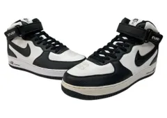 ナイキ NIKE 21年製 × STUSSY ステューシー AIR FORCE 1 07 MID SP エア フォース ミッド AF1 シューズ 白 黒 DJ7840-002 メンズ靴 スニーカー ホワイト 29cm 104S-1043