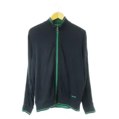カルバンクライン CALVIN KLEIN ダブルジップジャケット スタンドカラー ライン 薄手 ロゴ L 紺 ネイビー 緑 グリーン /CK2 ■GY99のサムネイル