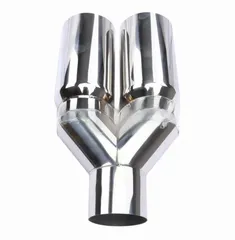 【送料無料】汎用 75パイ ステンレス マフラーカッター 2本出し 左右共通 切りっぱなし ストレート 2.5インチ ショートタイプ 交換用 ドレスアップに最適