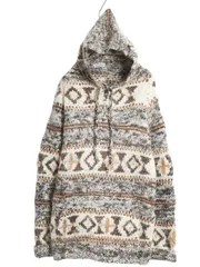 【お得なクーポン配布中!】 80s エクアドル製 総柄 ウール ニット パーカー メンズ L / 古着 ヴィンテージ プルオーバー ジャケット セーター ネイティブ ハンドメイド