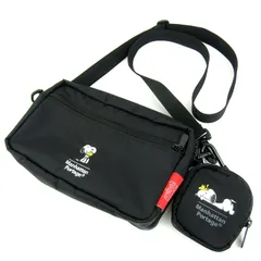 マンハッタンポーテージ スヌーピー コラボ ショルダーバッグ ポーチ付 鞄 カバン ブランド メンズ ブラック Manhattan Portage 【中古】