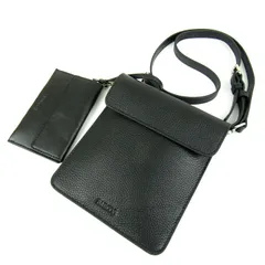 バルコス ショルダーバッグ レザー ポーチ付 スマホ サコッシュ 鞄 ブランド レディース メンズ ブラック BARCOS 【中古】