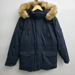 L ザノースフェイス ネイビー ファー ダウン ジャケット