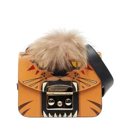 フルラ メトロポリス ジャングル ライオン 斜め掛け ショルダーバッグ オレンジ マルチカラー レザー ファー レディース Furla【228-41819】