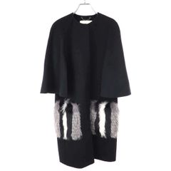 極美品☆FENDI フェンデイ ケープコート フォックスファーポケット付き