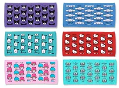 オクタニコーポレーション　おえかきさん　フェイスタオル　　ハローキティ　　クロミ　　シナモンロール　　ぽちゃっこ　はんぎょどん　りとるついんすたーず 　ふぇいす柄