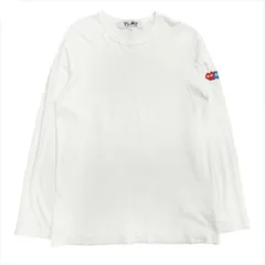 22aw プレイコムデギャルソン × インベーダー PLAY COMME des GARCONS × Invader ロング Tシャツ カットソー 長袖 ハートロゴ ドット ワッペン XL 白 ホワイト メンズ
