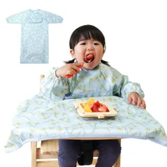 [Peopensee] お食事エプロン 赤ちゃん 食べこぼし 長袖 【食べこぼし、怖くない！掃除いらずでラクチン】テーブルクロス一体型エプロン 離乳食 ベビー BLW 手づかみ食べ 撥水 調節可能 洗濯機OK 保育士推奨 (1, ミモ [ミモザ柄1枚] [1]