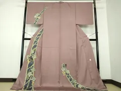 平和屋着物●訪問着　作家物　駒刺繍　葡萄蔦の葉文　金糸　ロング丈　正絹　逸品　未使用　DAAZ0481ps
