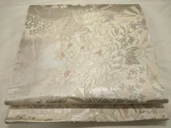 平和屋着物●六通柄袋帯　幾何学文　銀糸　正絹　逸品　未使用　CABC4679dy 平和屋着物○六通柄袋帯 幾何学文 銀糸 正絹 逸品 未使用 CABC4679dy
