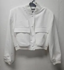 ZARA 白 クロップド ブルゾン ジャケット S