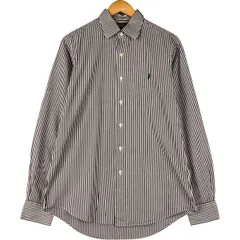 古着 ラルフローレン Ralph Lauren POLO by Ralph Lauren CURHAM CUSTOM FIT ワイドカラー 長袖 コットンストライプシャツ/eaa600789