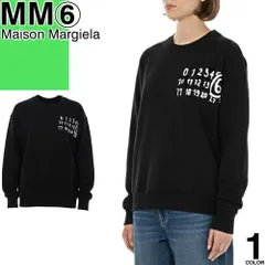 エムエムシックス メゾンマルジェラ MM6 Maison Margiela トレーナー スウェット レディース 2025年秋冬新作 ロゴ クルーネック 丸首 かわいい ブランド おしゃれ 黒 ブラック SWEATSHIRTS M60896 MM02X