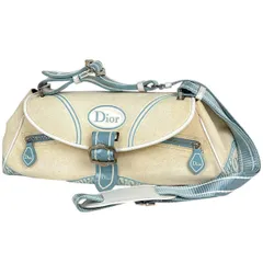 【在庫一掃】 クリスチャンディオール Christian Dior ロゴ ショルダーバッグ トロッター柄 ショルダーバッグ キャンバス アイボリー ライトブルー レディース 【中古】