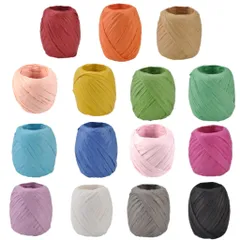 Golspia リボン ラッピング 紙紐 包装用リボン ラフィアリボン 15色 セット 