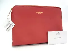 ■美品■ COACH コーチ レザー ポーチ 小物入れ マルチケース レディース コーラルピンク系 DK8580