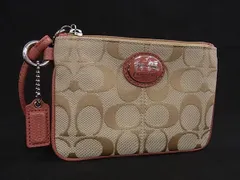 ■極美品■ COACH コーチ シグネチャー キャンバス マルチポーチ マルチケース 小物入れ パスケース レディース ベージュ系 DK8676