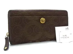 COACH コーチ オプアート キャンバス ラウンドファスナー 長財布 ウォレット 小銭入れ 札入れ レディース ブラウン系 DK8688