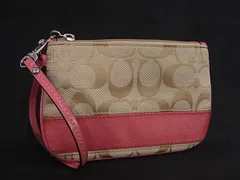 COACH コーチ シグネチャー キャンバス×レザー マルチポーチ マルチケース 小物入れ レディース ブラウン系×ピンク系 DK8812