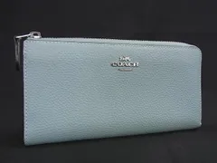 COACH コーチ F73445 レザー L字ファスナー 長財布 ウォレット 札入れ 小銭入れ カード入れ レディース ライトブルー系 DK8871