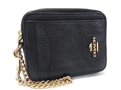 COACH コーチ 6303 レザー チェーン フラグメントケース カードケース コインケース 小銭入れ レディース ブラック系 DK8895