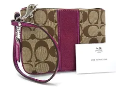 ■新品同様■ COACH コーチ シグネチャー キャンバス アクセサリーポーチ 小物入れ マルチケース レディース ブラウン系 DK8897