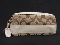 ■美品■ COACH コーチ 40025 シグネチャー キャンバス×レザー ポーチ マルチケース 小物入れ レディース ブラウン系 DK8882