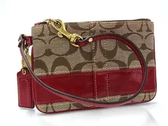 ■美品■ COACH コーチ 41637 シグネチャー キャンバス マルチケース ポーチ 小物入れ レディース ベージュ系 DK9086