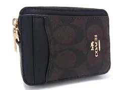 ■美品■ COACH コーチ シグネチャー C0058 PVC×レザー フラグメントケース コインケース 小銭入れ カード入れ ブラウン系 DK9095