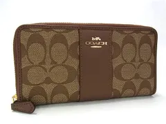 ■美品■ COACH コーチ F54630 シグネチャー PVC ラウンドファスナー 長財布 ウォレット レディース ベージュ系 DK9108